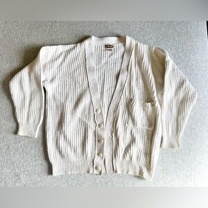 VINTAGE 1980’s Gerard Works Cardigan Button-Up Sweater Cream Size Medium